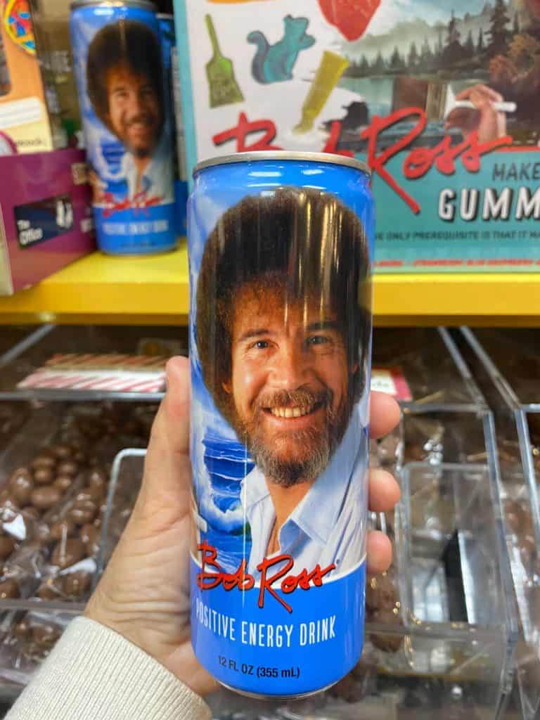 Bob Ross picture on can of energy drink