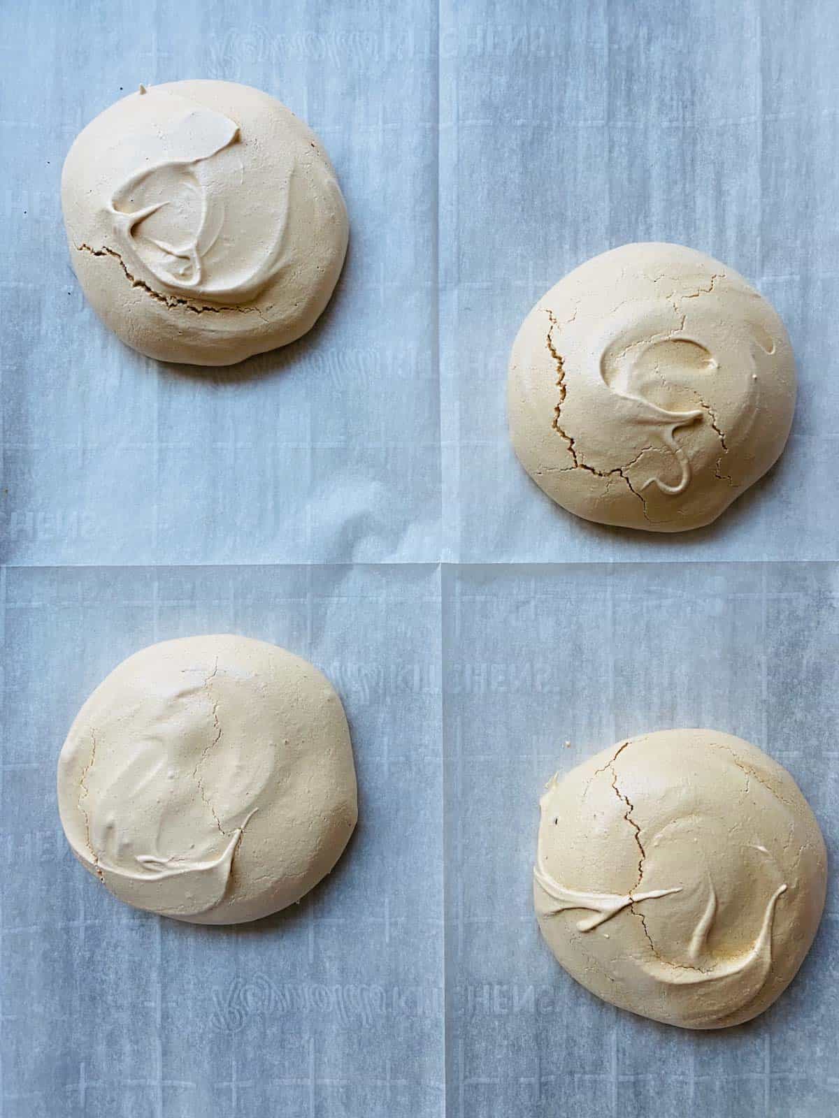 Baked meringues on baking sheet