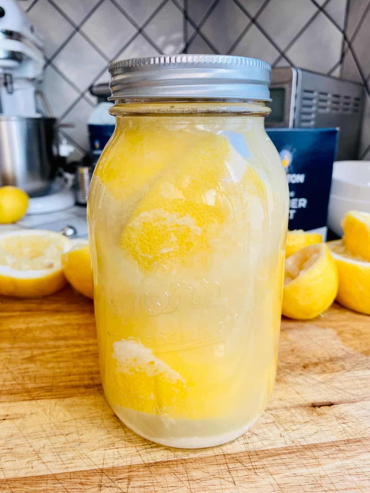 Preserved lemons in a mason jar