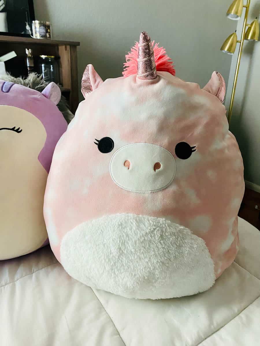 Pink unicorn squishmallow plush toy