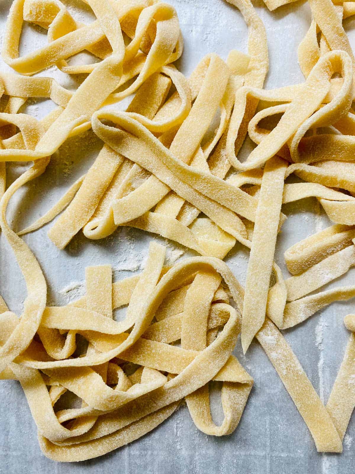 Close up of fresh egg pasta noodles