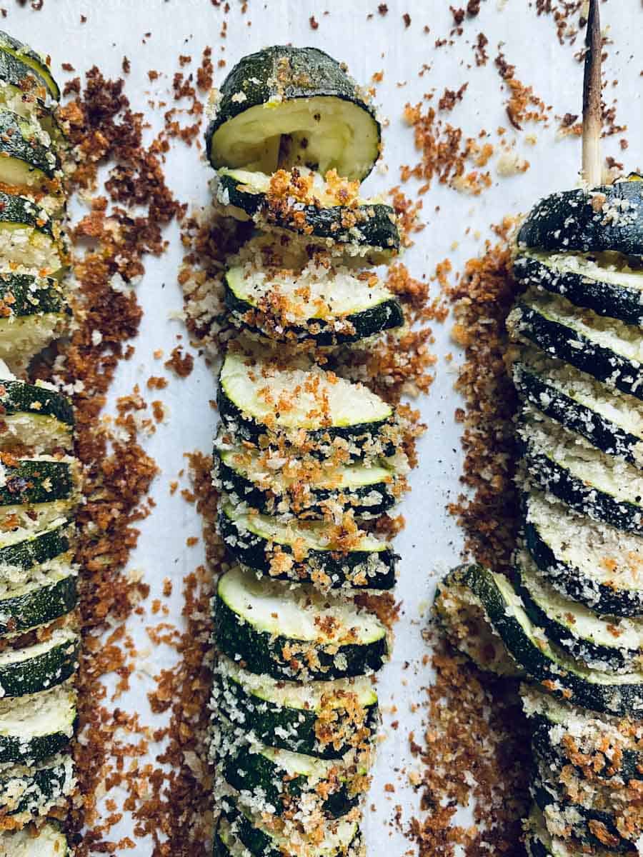 Roasted zucchini with a deliciously crunchy panko topping