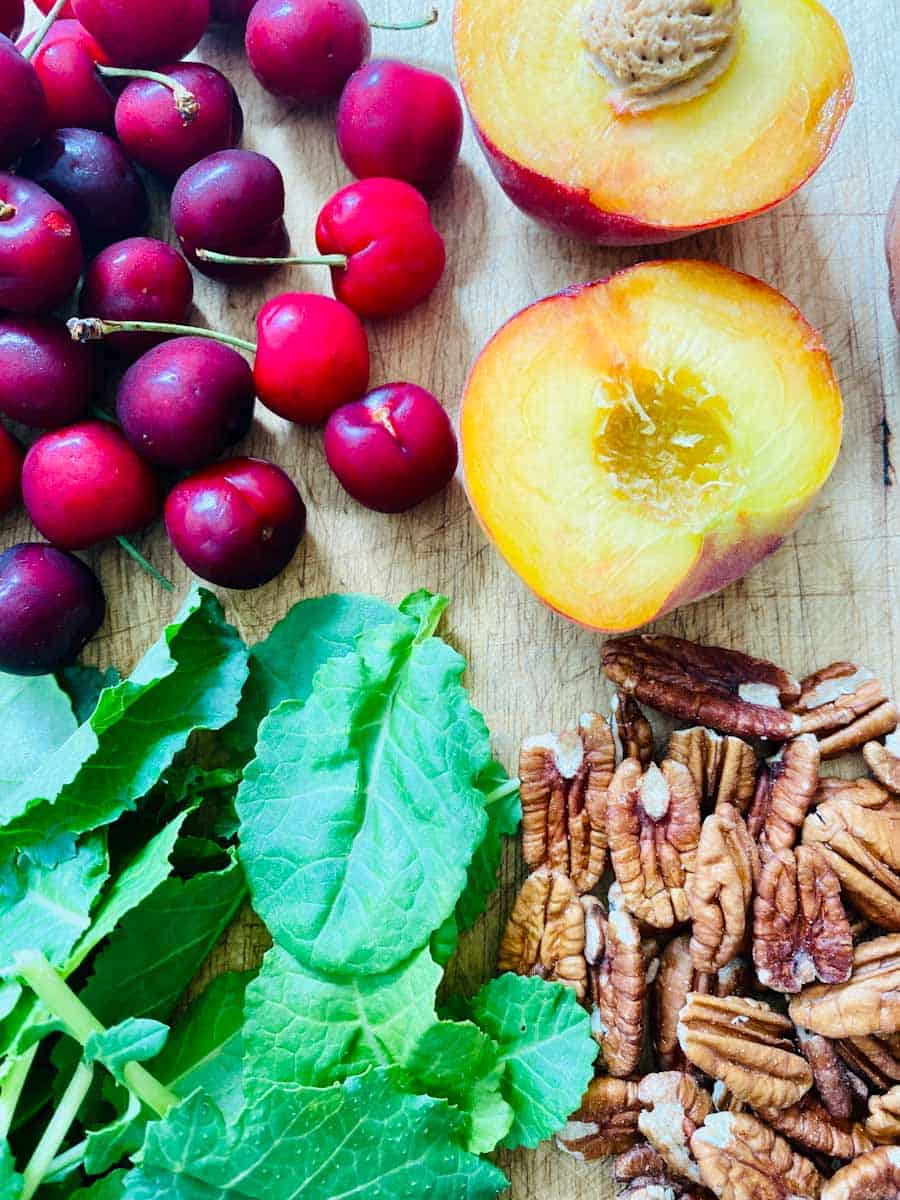 Cherries, peaches, pecans, and kale, oh my!