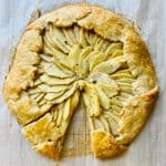 Apple Galette with Frangipane baked and with a slice taken out. Yes, it was eaten by me.
