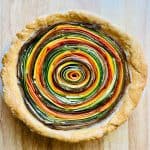 Spiral vegetable pie, baked and looking beautiful.