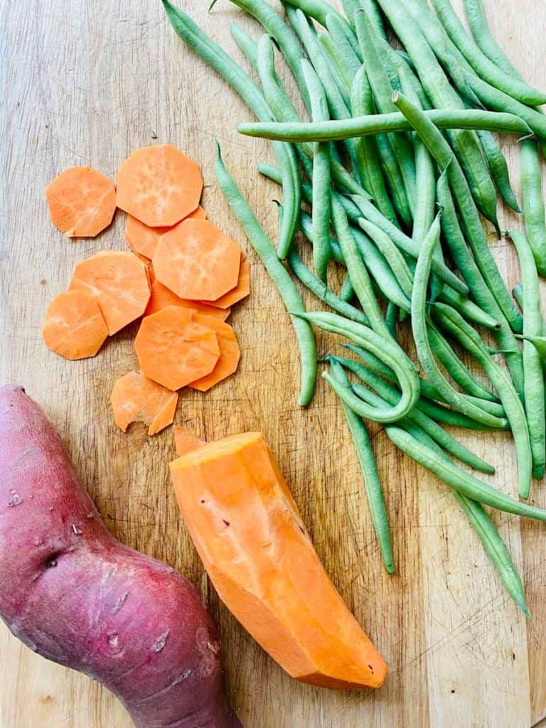 Sweet potatoes and green beans
