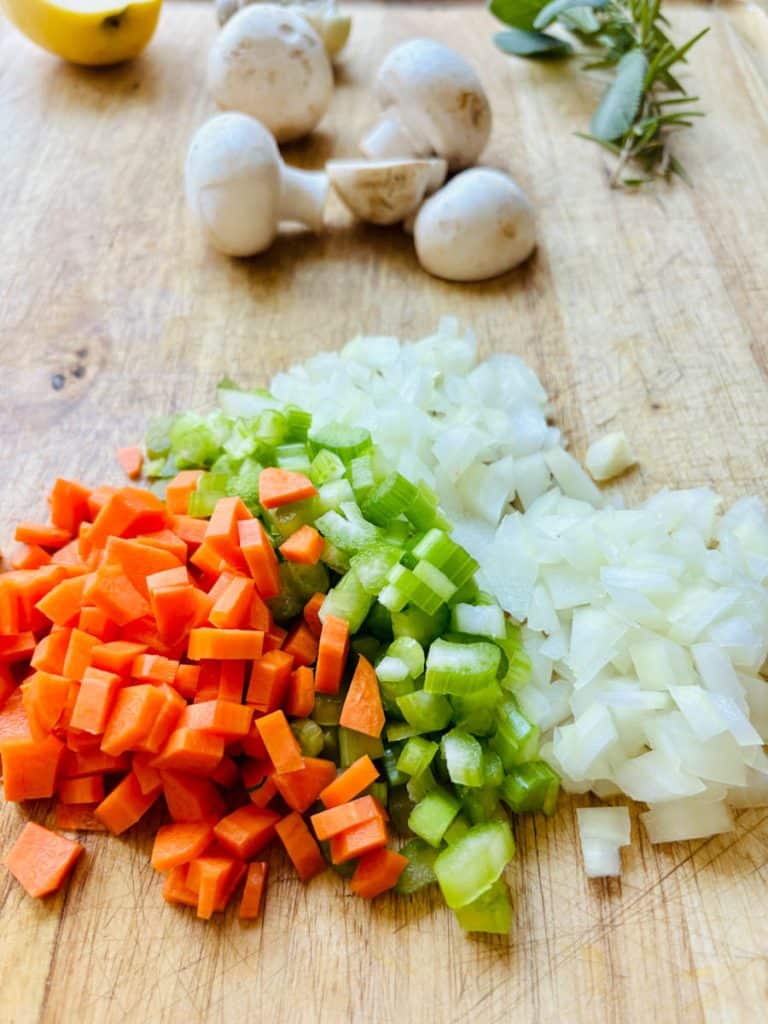 Carrots plus celery plus onion equals mirepoix.