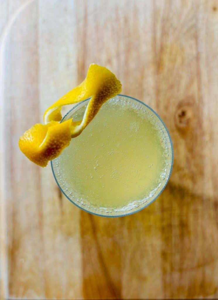 The lemon twist garnish.