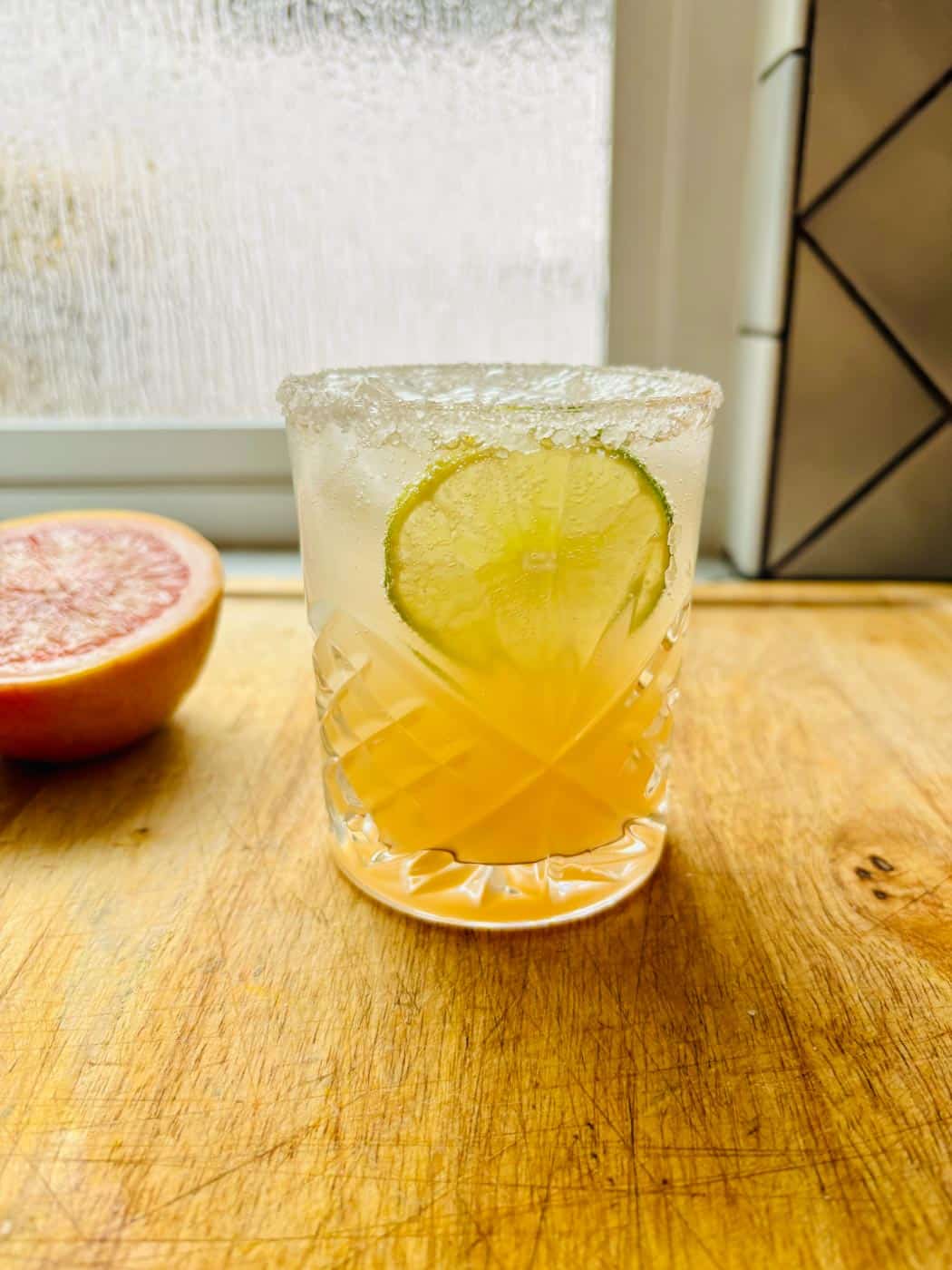 Paloma mocktail with fresh grapefruit.