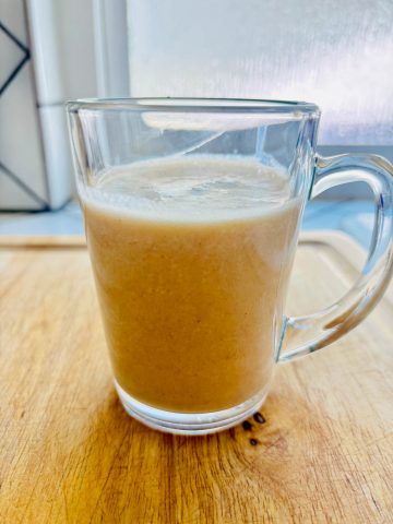 Date milk in a mug.