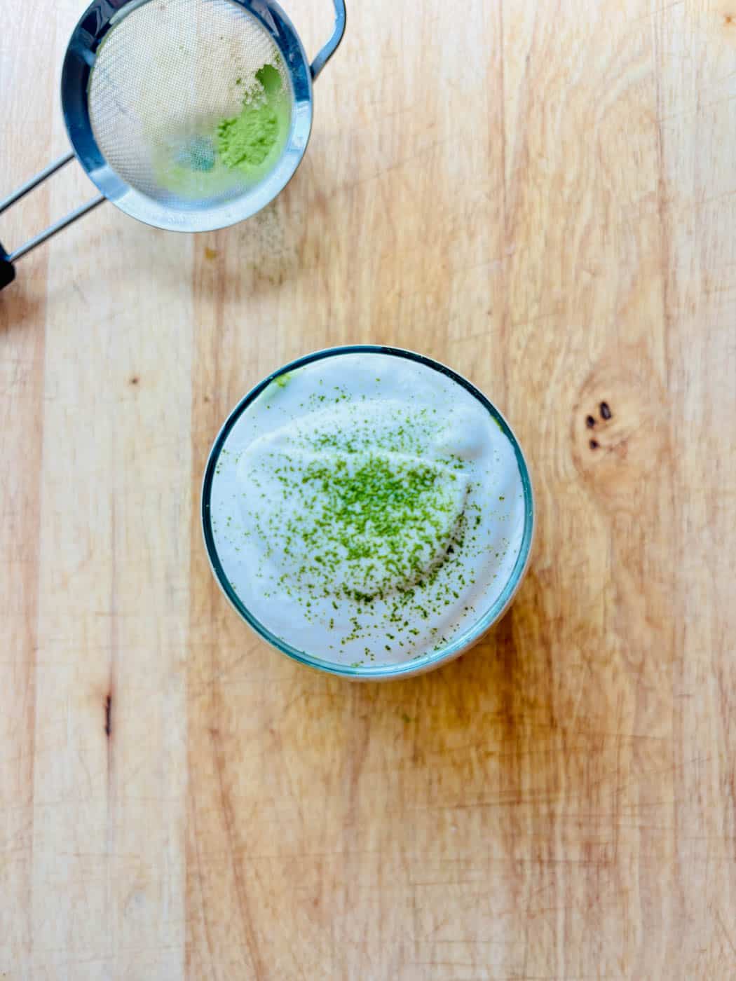 Matcha powder garnishes the top of the cold foam.