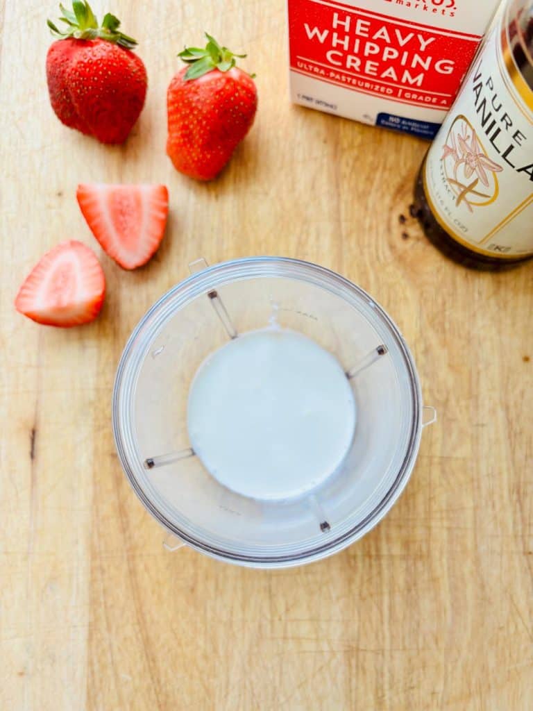 Strawberries, heavy cream, and vanilla.