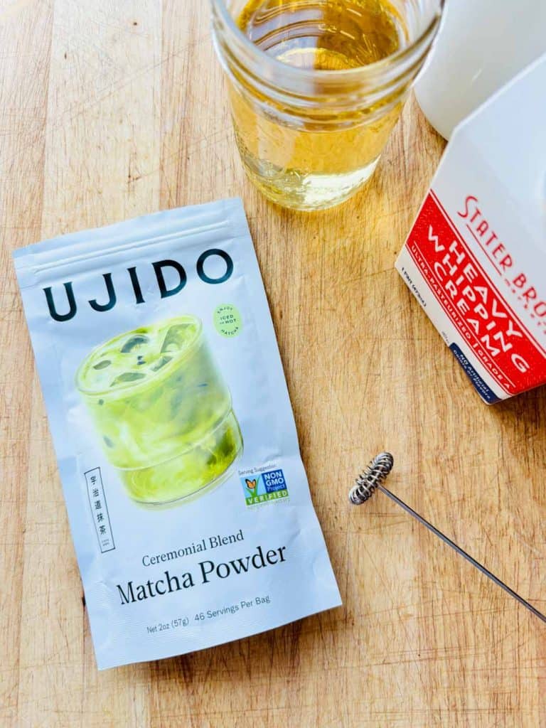 Matcha powder, simple syrup, and heavy cream.