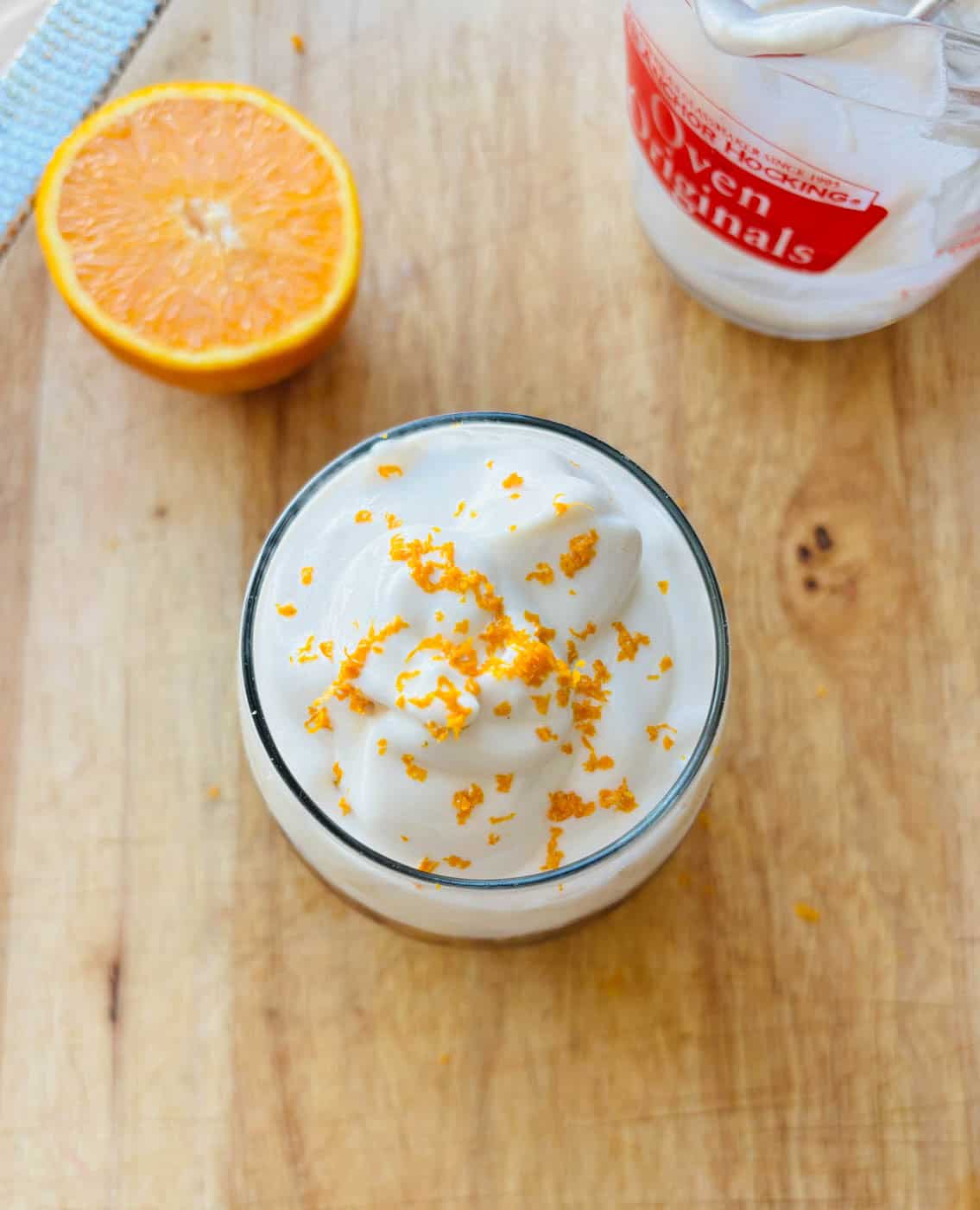 Orange zest garnishes the top.