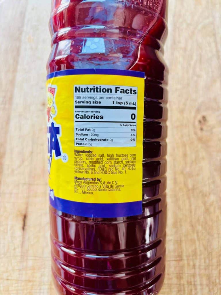 Ingredient list of chamoy.