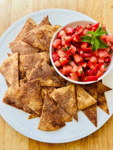 Cinnamon chips with fruit salsa.