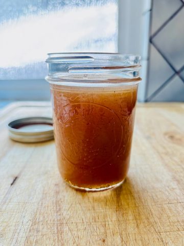 Horchata syrup recipe in a mason jar.