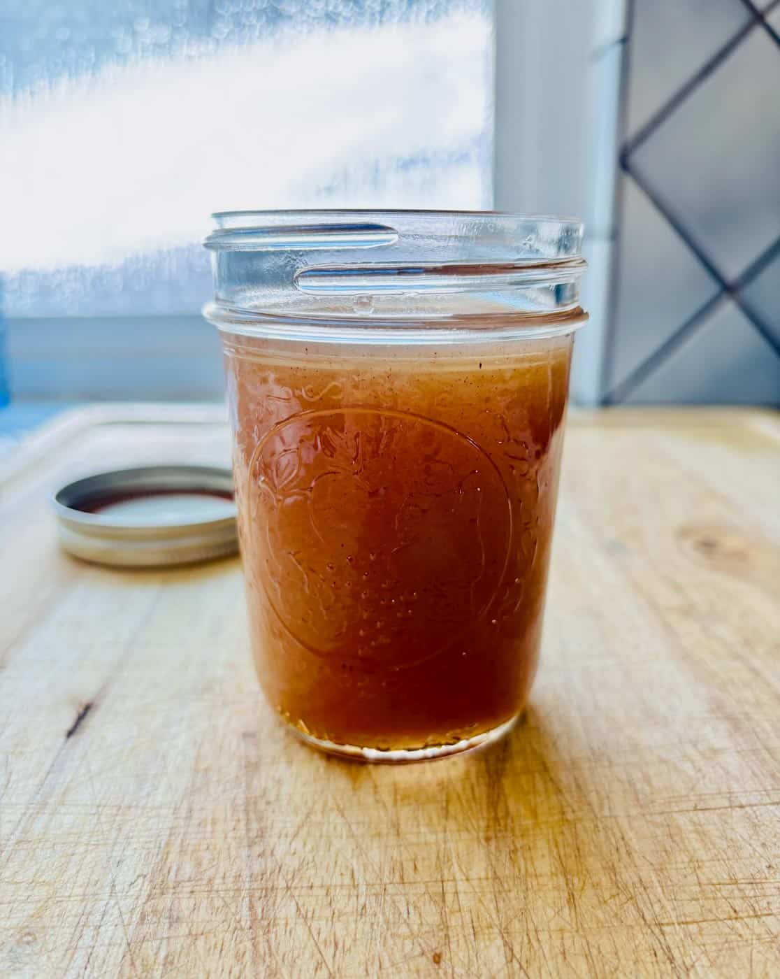 Horchata syrup recipe in a mason jar.
