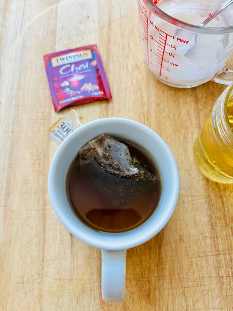 Chai tea bags, cold foam, and simple syrup.